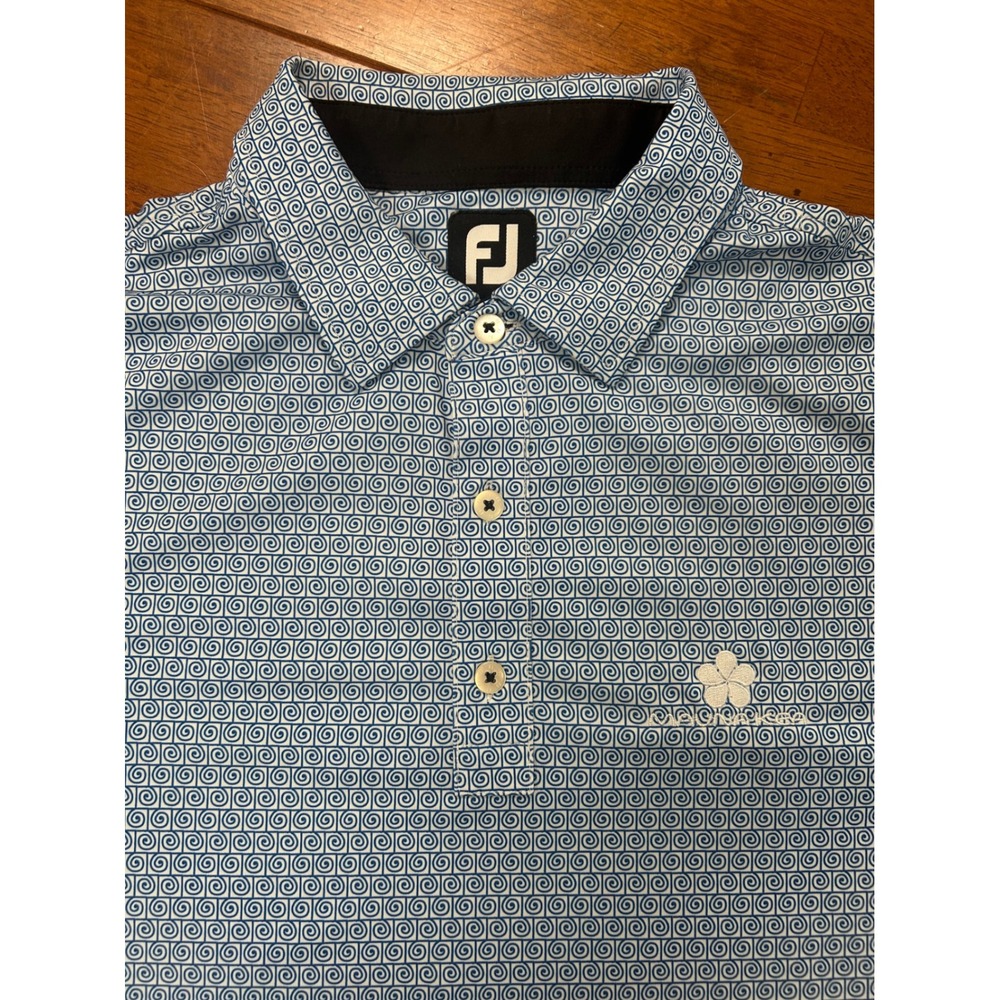 FootJoy Golf Polo Mens XL Blue Mauna Kea Swirl Pattern Short Sleeve Shirt
